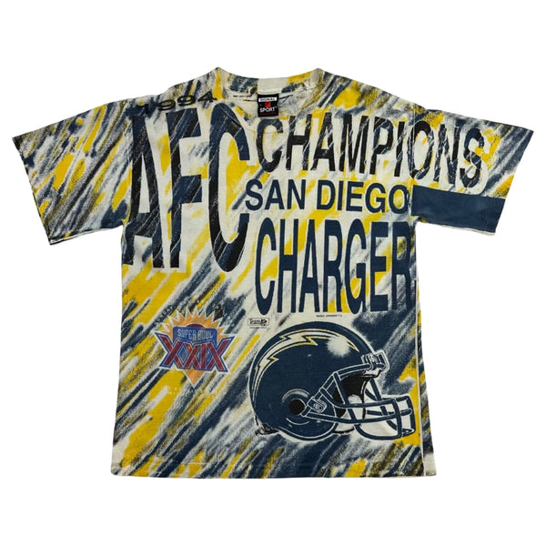 Vintage 1995 San Diego Chargers All Over Print Superbowl Tee - L