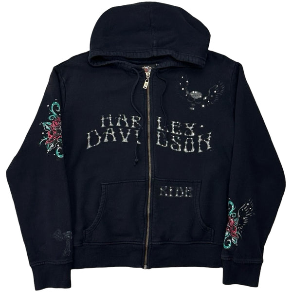 Vintage Harley-Davidson Rose Zip Hoodie - XL