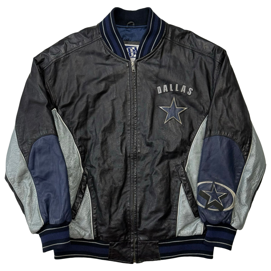 Vintage Dallas Cowboys Leather Bomber Jacket - L