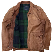 Load image into Gallery viewer, Vintage Nautica Plaid Lined Leather Jacket - L
