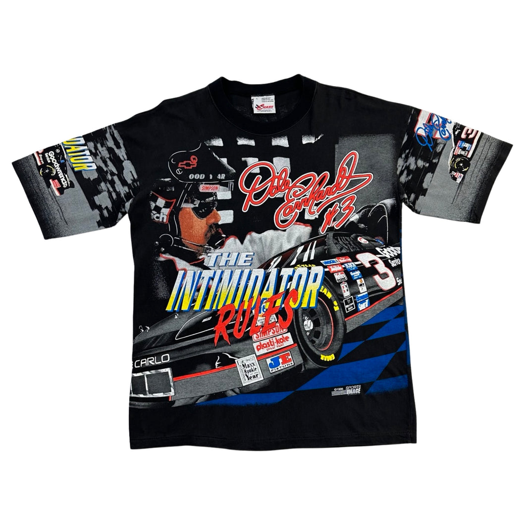 Vintage 1996 Dale Earnhardt 'The Intimidator Rules' All Over Print Tee - L
