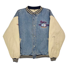 Load image into Gallery viewer, Vintage Eeyore ‘Friends Forever’ Disney Denim Varsity Jacket - L
