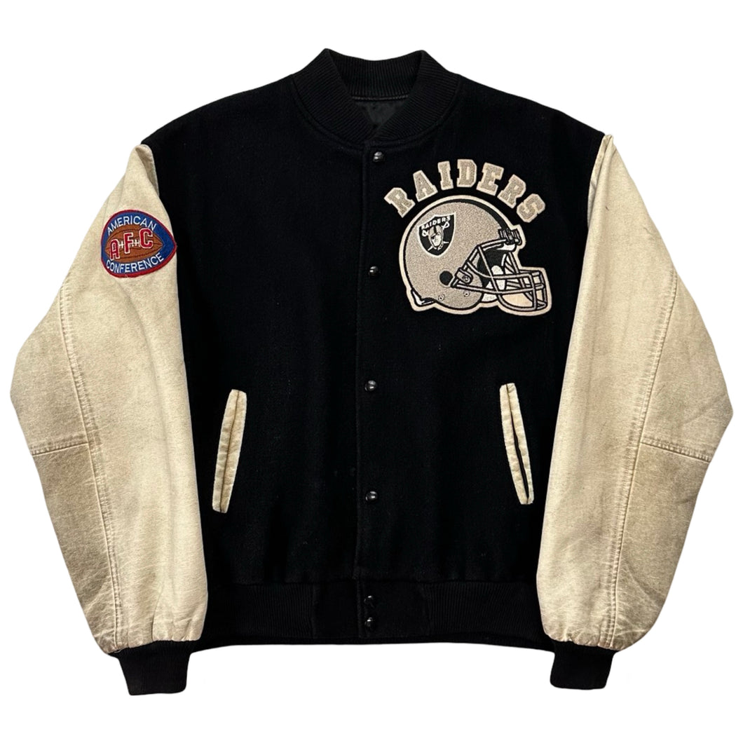 Vintage Raiders Chalk Line Varsity Jacket - L