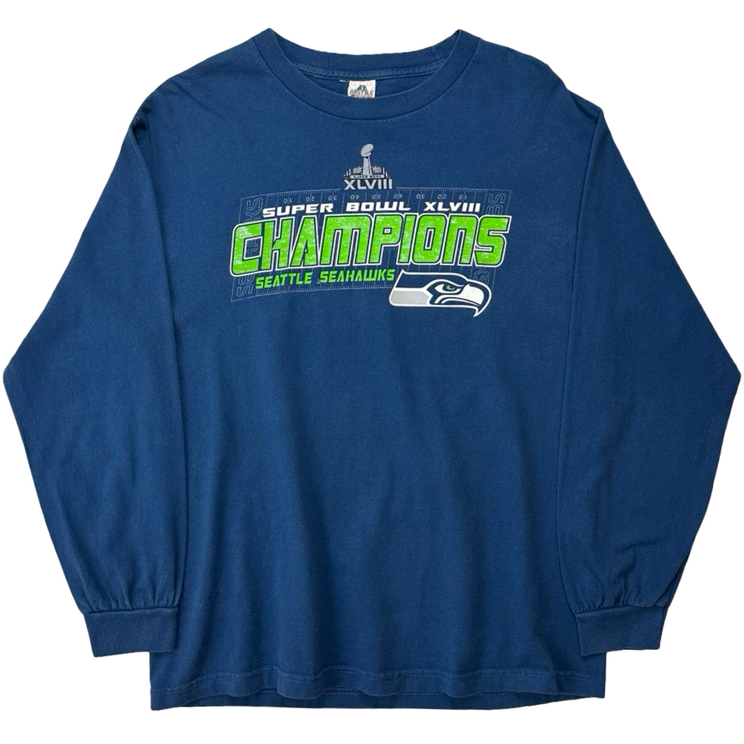 Vintage Super Bowl XLV11 Champions Seattle Seahawks Long Sleeve Tee - L