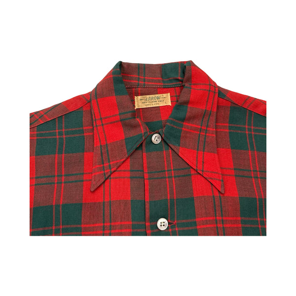 Vintage 1970s Arrow Plaid Button Up Shirt - M