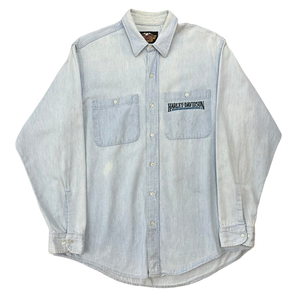 Vintage Harley-Davidson Denim Button Up Shirt - L