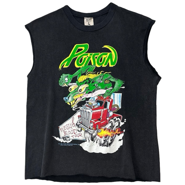 Vintage 1990 Poison ‘Flesh & Blood’ Tour Cut-Off Tee - L