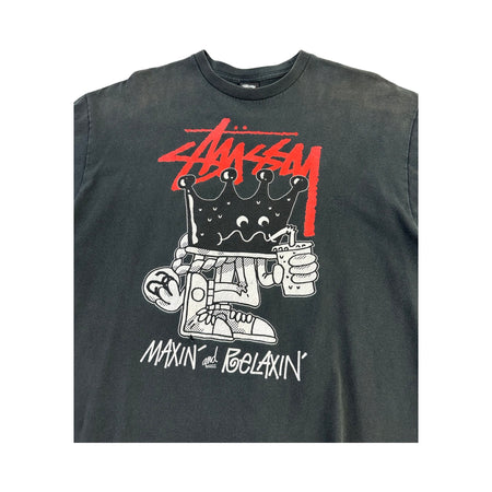 Vintage Stussy 'Maxin and Relaxin' Tee - XL