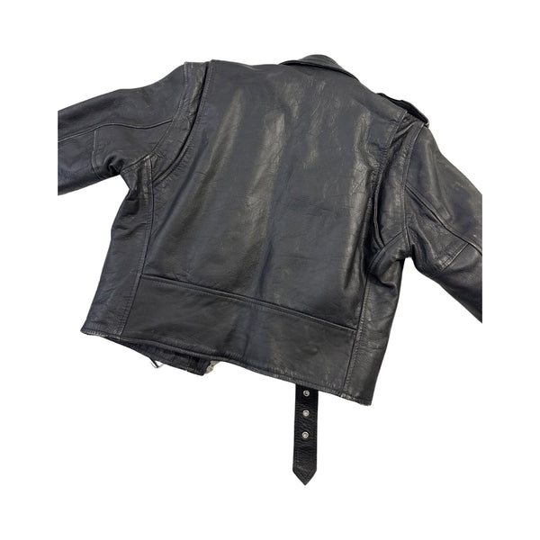 Vintage Black Rose Leather Biker Jacker - XL