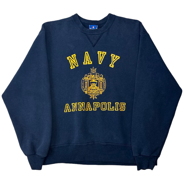 Vintage Navy Annapolis Champion Crew Neck - XL