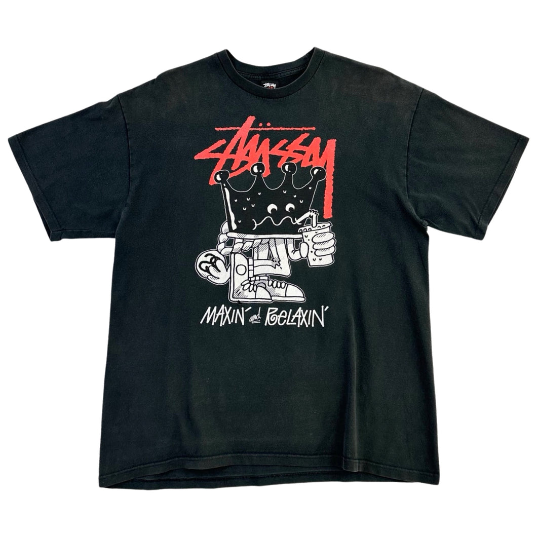 Vintage Stussy 'Maxin and Relaxin' Tee - XL