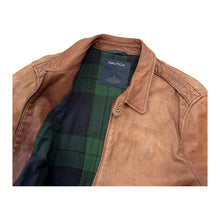 Load image into Gallery viewer, Vintage Nautica Plaid Lined Leather Jacket - L
