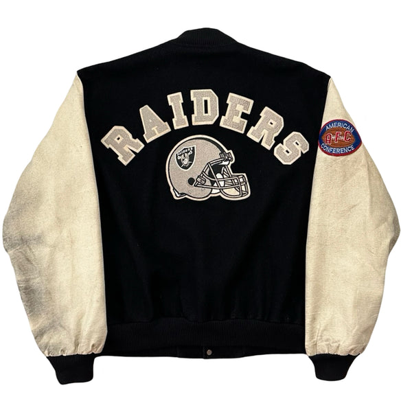 Vintage Raiders Chalk Line Varsity Jacket - L