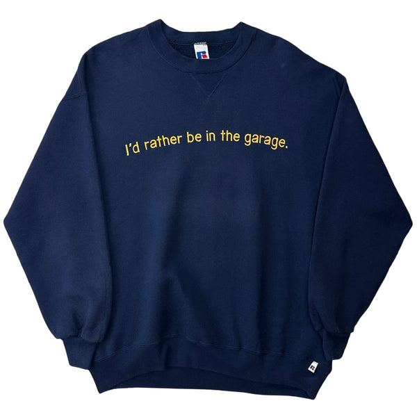 Vintage 'I'd Rather Be In The Garage.' Crew Neck - XXL