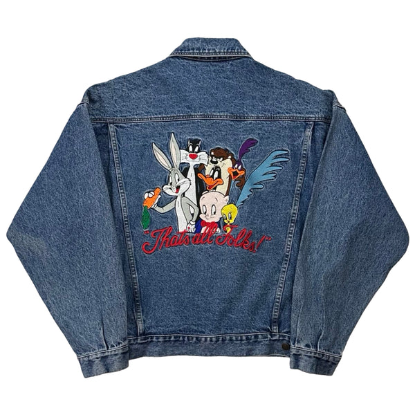 Vintage Warner Bros ‘That’s All Folks’ Embroidered Denim Jacket - XL