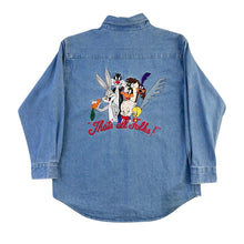 Load image into Gallery viewer, Vintage Looney Tunes &#39;That&#39;s All Folks&#39; Embroidered Button Up Shirt - S

