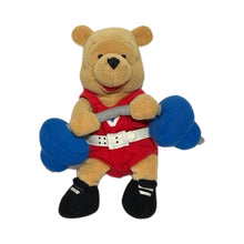 Load image into Gallery viewer, Vintage 2000 Disney Weightlifting Winnie the Pooh Plush Toy
