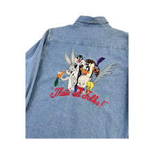 Load image into Gallery viewer, Vintage Looney Tunes &#39;That&#39;s All Folks&#39; Embroidered Button Up Shirt - S

