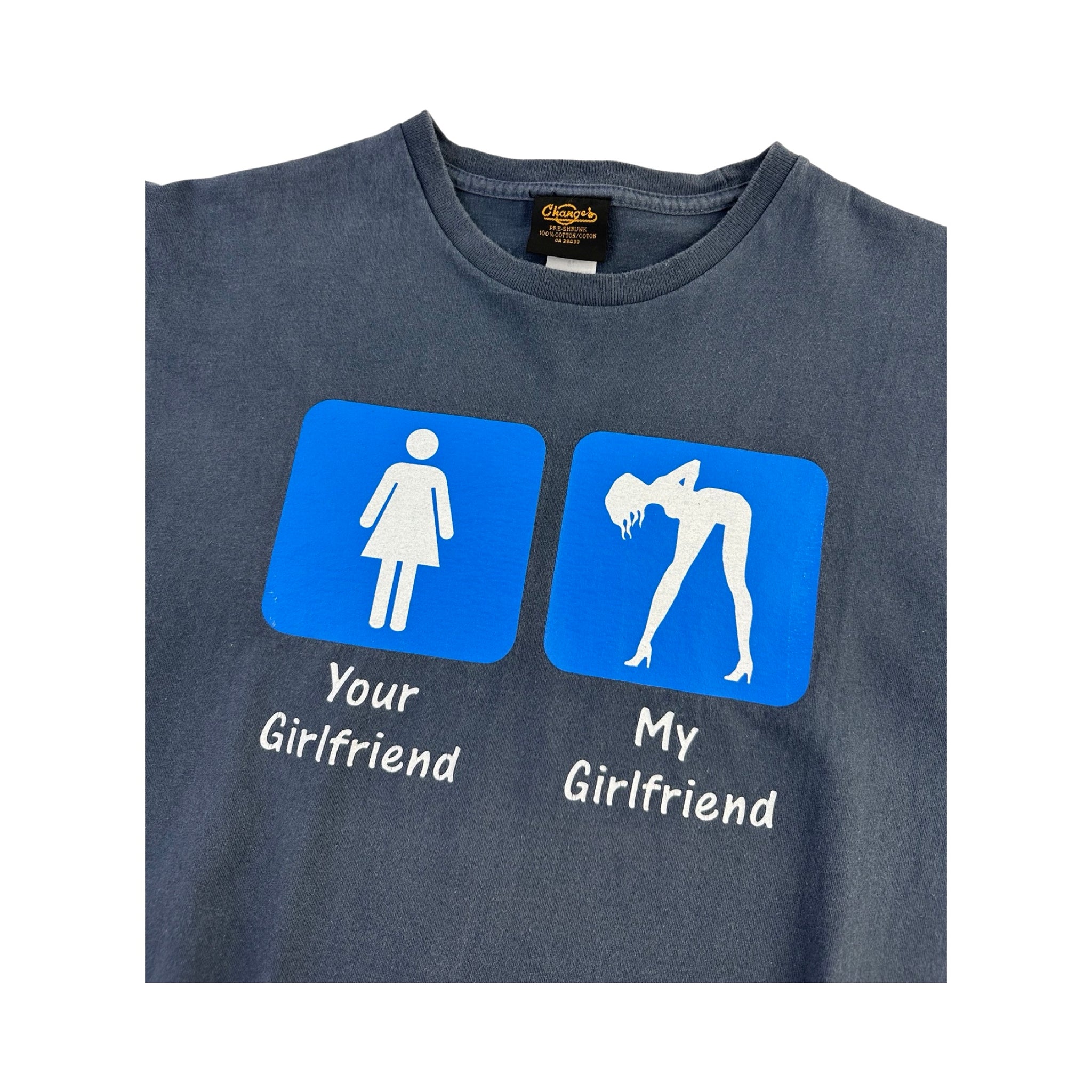 Vintage 'Your Girlfriend vs My Girlfriend Tee' - M – IRREPLACEABLE